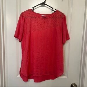 Kaktus Top- Hot Pink Short Sleeve‎ Lined Blouse- Casual Shirt- Size XL